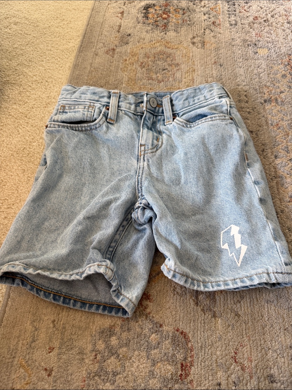 Old Navy Light Blue Denim Kids' Shorts with White Bolt